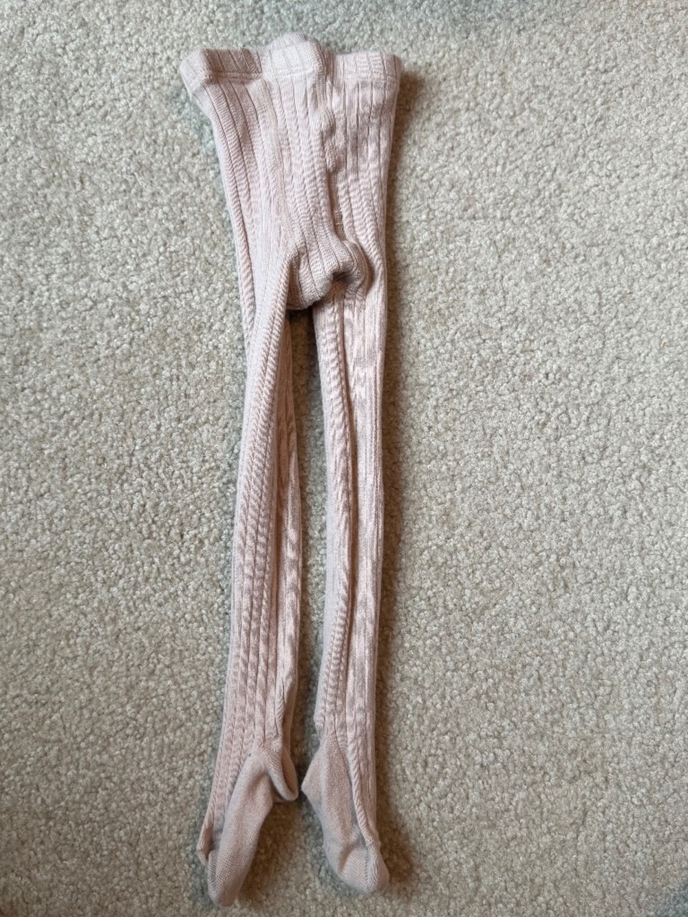 2 pair- blush & stone La Coqueta Ribbed Girls Tights Size 2